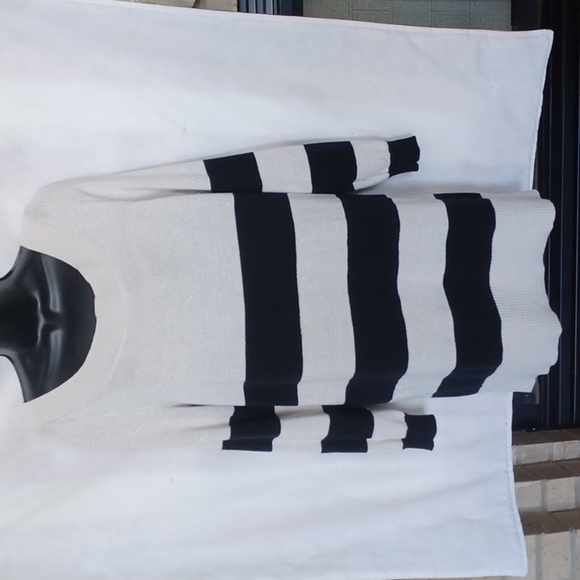 French Connection Sweater dress,  ivory black silver sparkly,  L - Picture 1 of 9